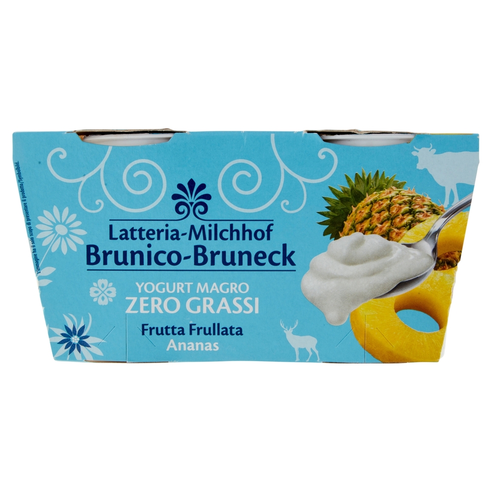 Latteria Brunico Yogurt Magro Zero Grassi Frutta Frullata Ananas 2 x 125 g